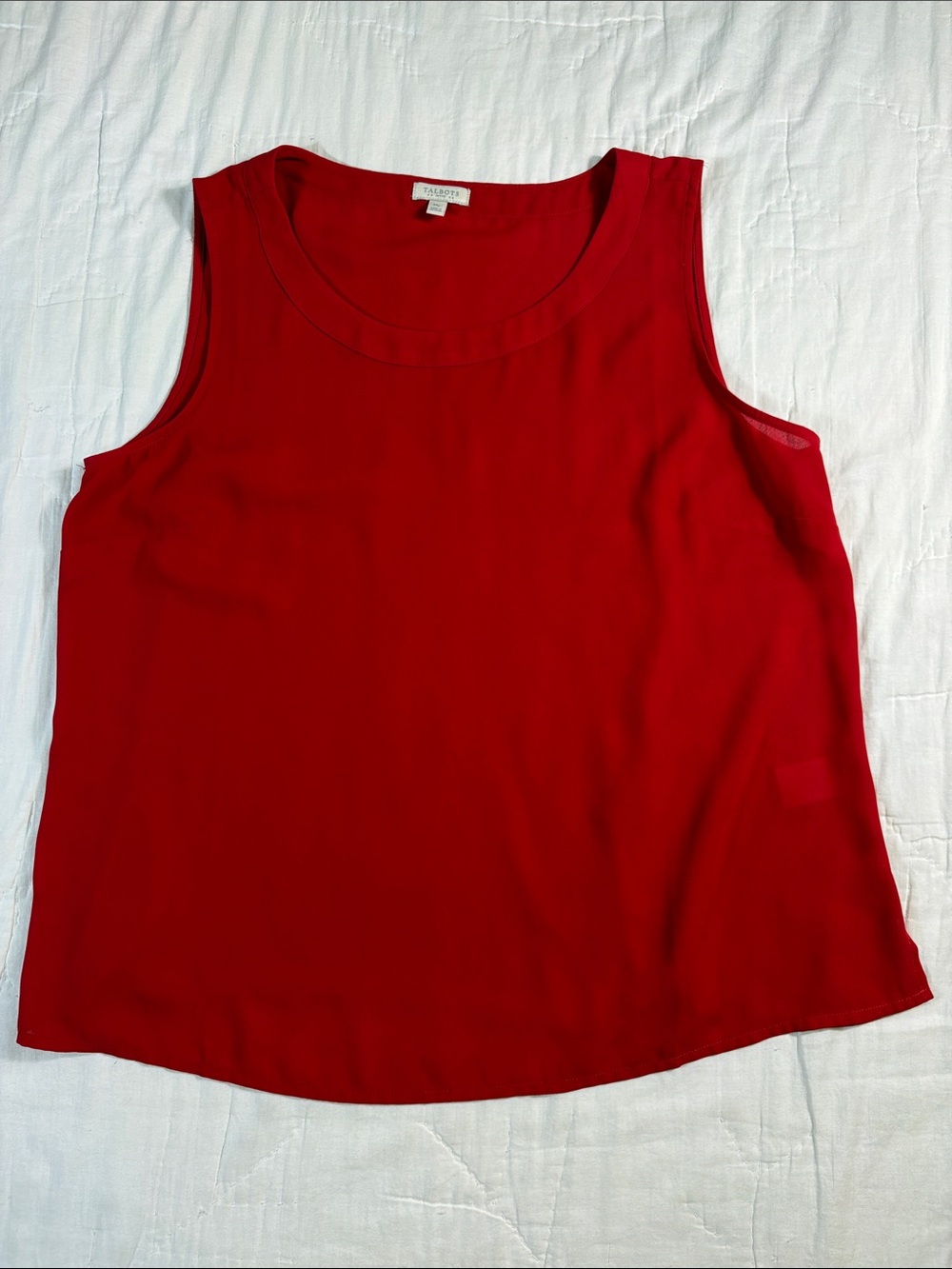 Talbots Red Sleeveless Chiffon Tank Top Blouse Womens Petite Medium Scoop Neck